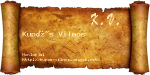 Kupás Vilmos névjegykártya